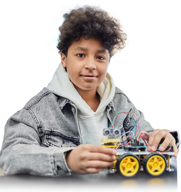 Student with Robotics Rover